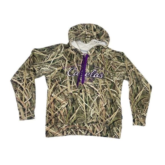 Cabela's Camo Hoodie Sweatshirt Medium Hunting Outdoorsman Woodlands Fishing - Picture 1 of 8